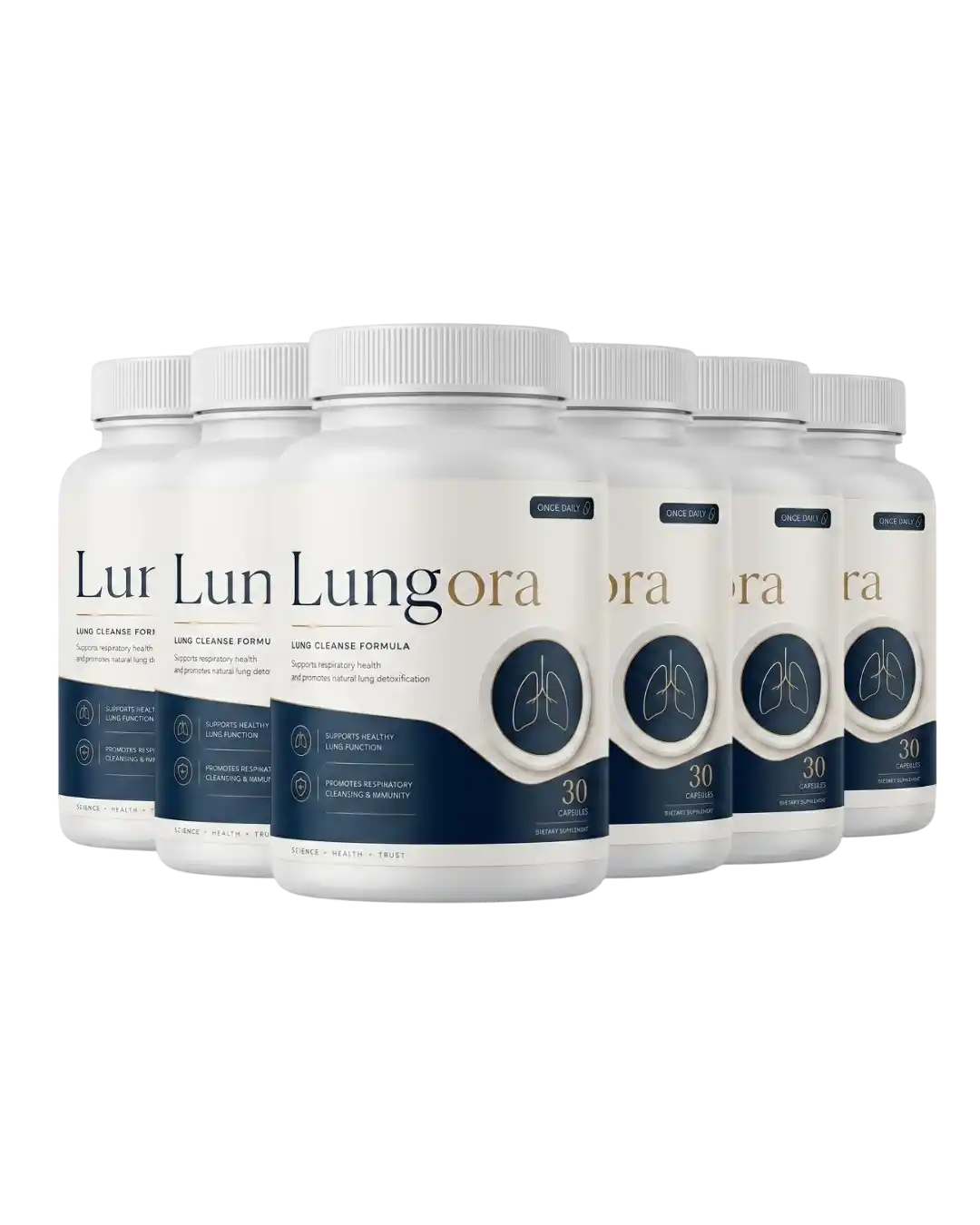 Lungora 6-bottle pack &mdash; best value lung cleanse formula supply with 60-day guarantee and free US shipping
